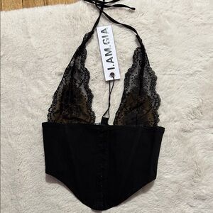 I.AM.GIA Black Lace Halter Corset